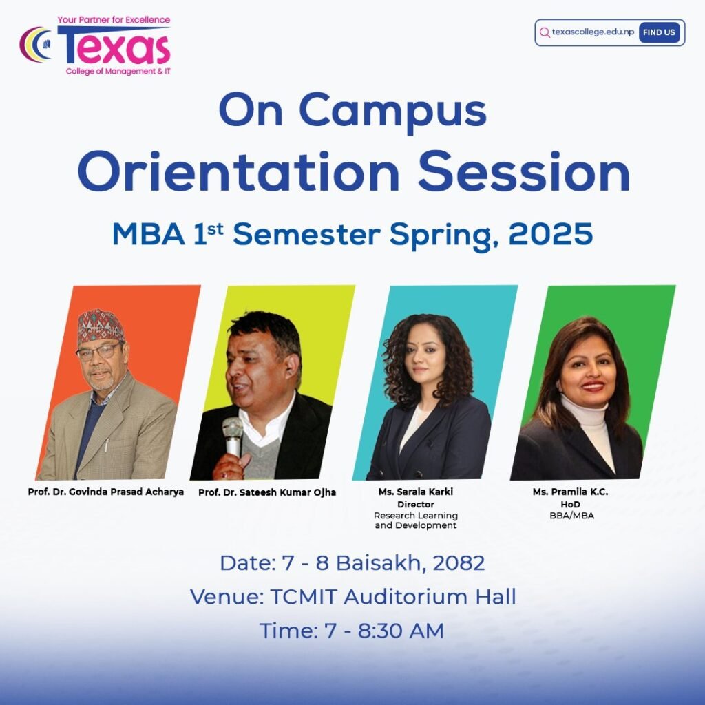 Texas College of Management & IT Conducts On-Campus Orientation Session for MBA Spring 2025 Batch