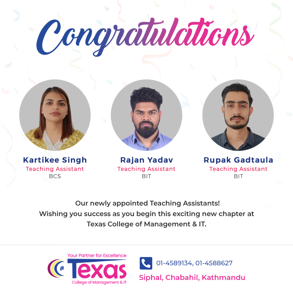 Congratulations to Our New Teaching Assistants