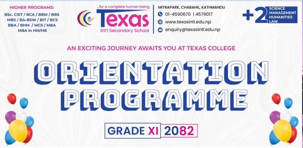 Texas Int’l Secondary School Successfully Concludes Orientation Programme for Grade XI – 2082